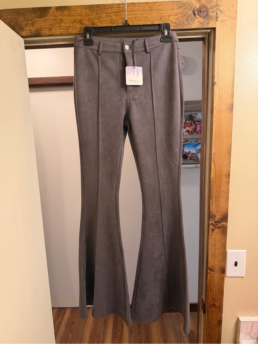 Women's Gray High-Rise Flare Pants